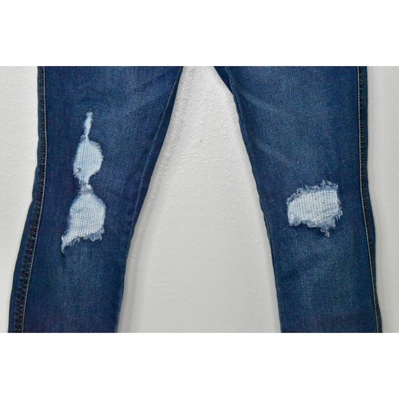 Harper Heritage Mid Rise Destructed Skinny Jeans Raw Hem Size 28 Medium Wash - Picture 7 of 14